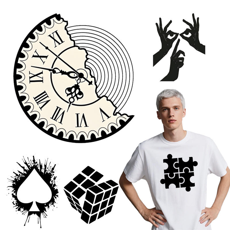 3D Printing Vinyl - เสื้อยืดลายศิลปะสีดำแบบ DTF สามารถรีดร้อน DIY ได้ทั้งเสื้อผู้ชายและผู้หญิง แผ่นไวนิลสามารถซักล้างได้