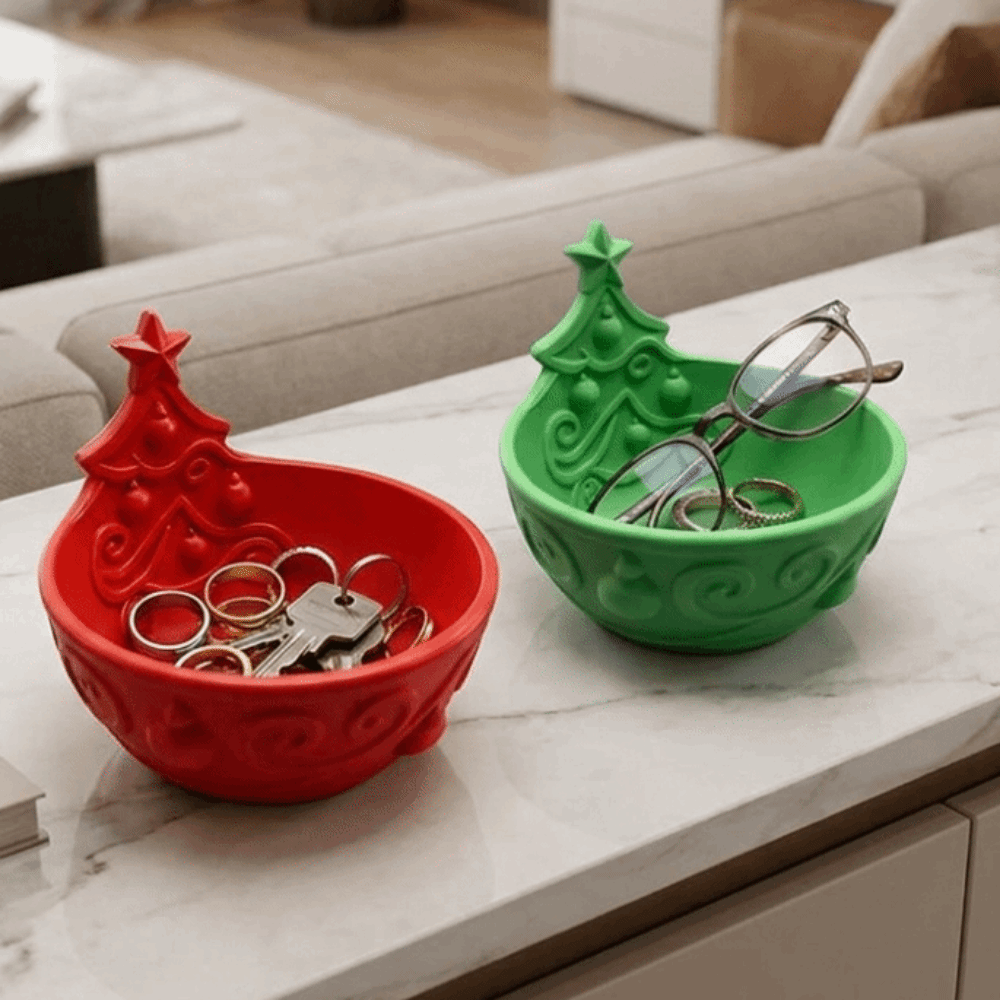 3D Printing Jewelry - กล่องเก็บของรูปต้นคริสต์มาสพิมพ์ 3 มิติ กล่องพลาสติกตกแต่งสำหรับใส่ขนมคริสต์มาส ถาดเก็บเครื่องประดับขนาดใหญ่สำหรับห้องนอน