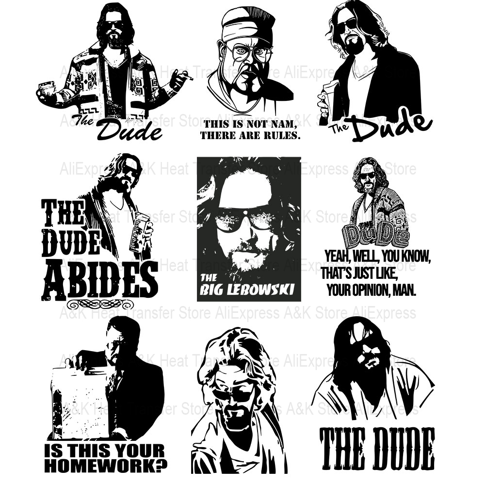 3D Printing Vinyl - แผ่นแปะรีดร้อนลาย Cool Lebowski สำหรับเสื้อผ้าผู้ชาย เสื้อยืด กางเกงยีนส์
